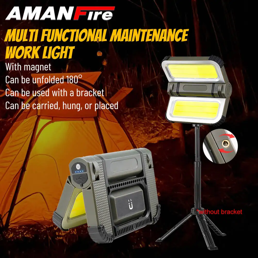 

Amanfire T13 Уличный кемпинговый фонарь COB с солнечной зарядкой 2000 лм, магнитный, 180° ° Водонепроницаемый рабочий фонарь
