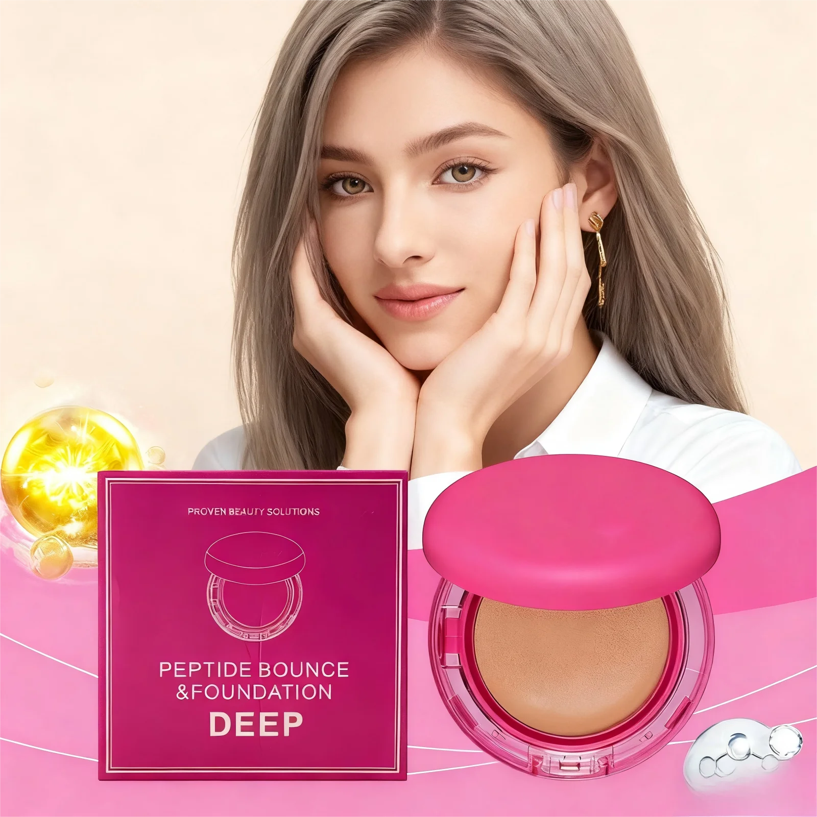 Peptide Bounce Foundation Full Coverage Oil Control Cover Blemishes Matte Smooth Skin Brightening Balm Foundation Makeup Base