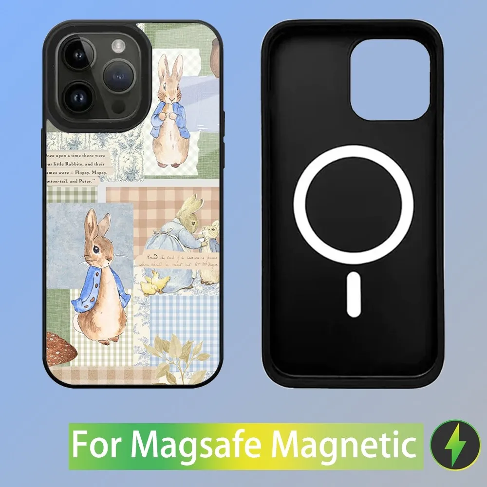 Cute P-Peter Rabbits Phone Case For iPhone 16,15,14,13,12,11,Plus,Pro,Max Mini Magsafe Magnetic Wireless Charging