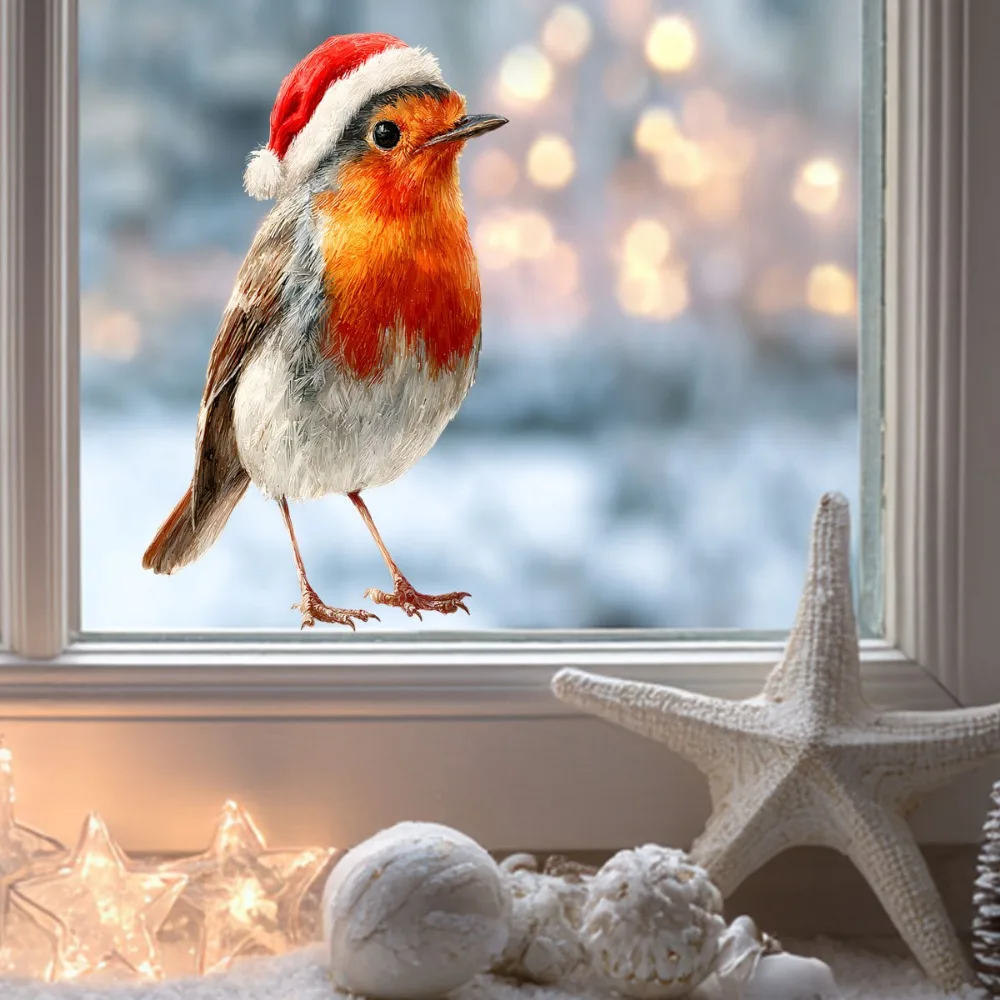Christmas Static Window Stickers, Christmas Mockingbird Window Stickers As Window Glass Holiday Decorations