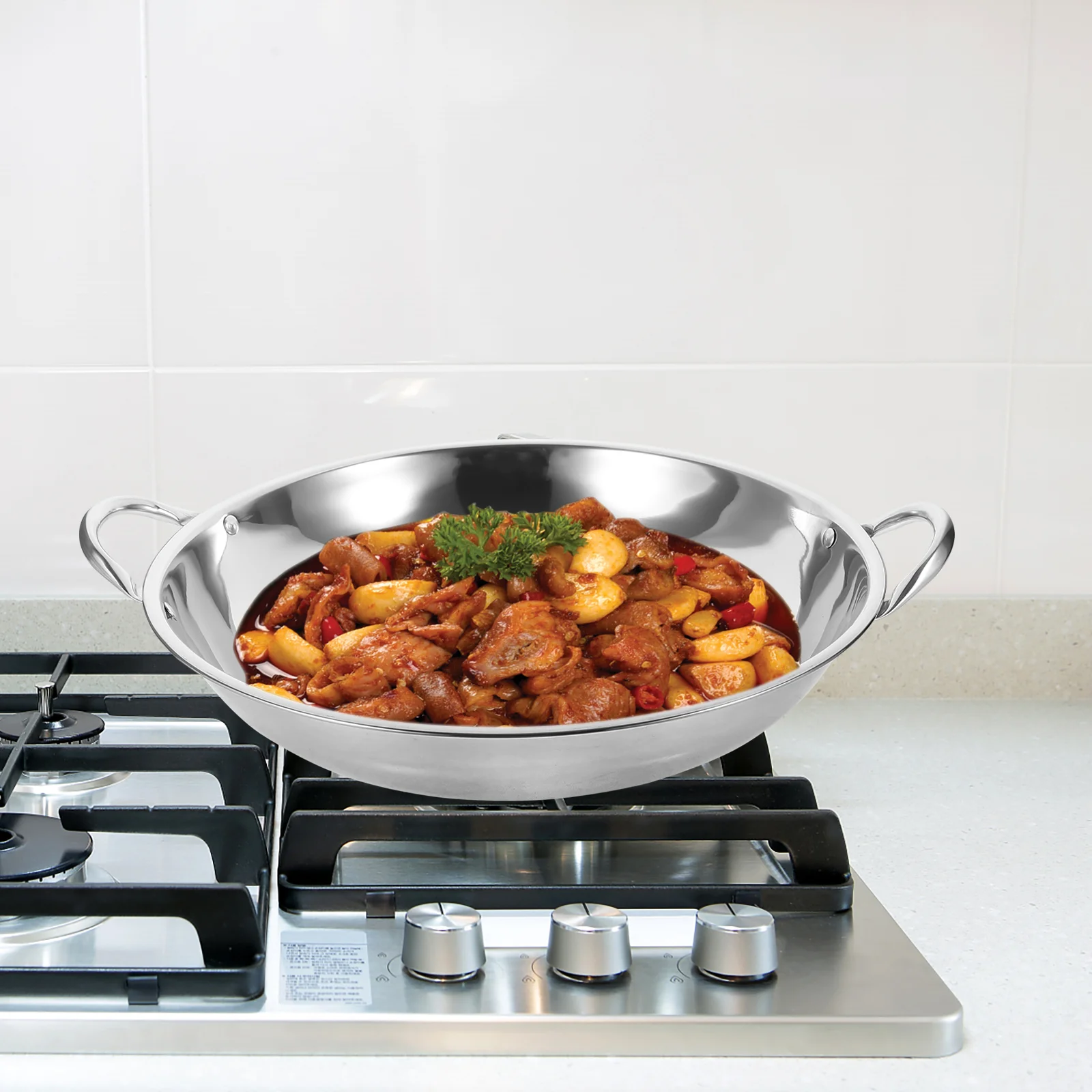 Stainless Steel Griddle Generous Appearance Cooking Pan Korean Ramen Pot Wok Reasonably Priced Wear Resistance