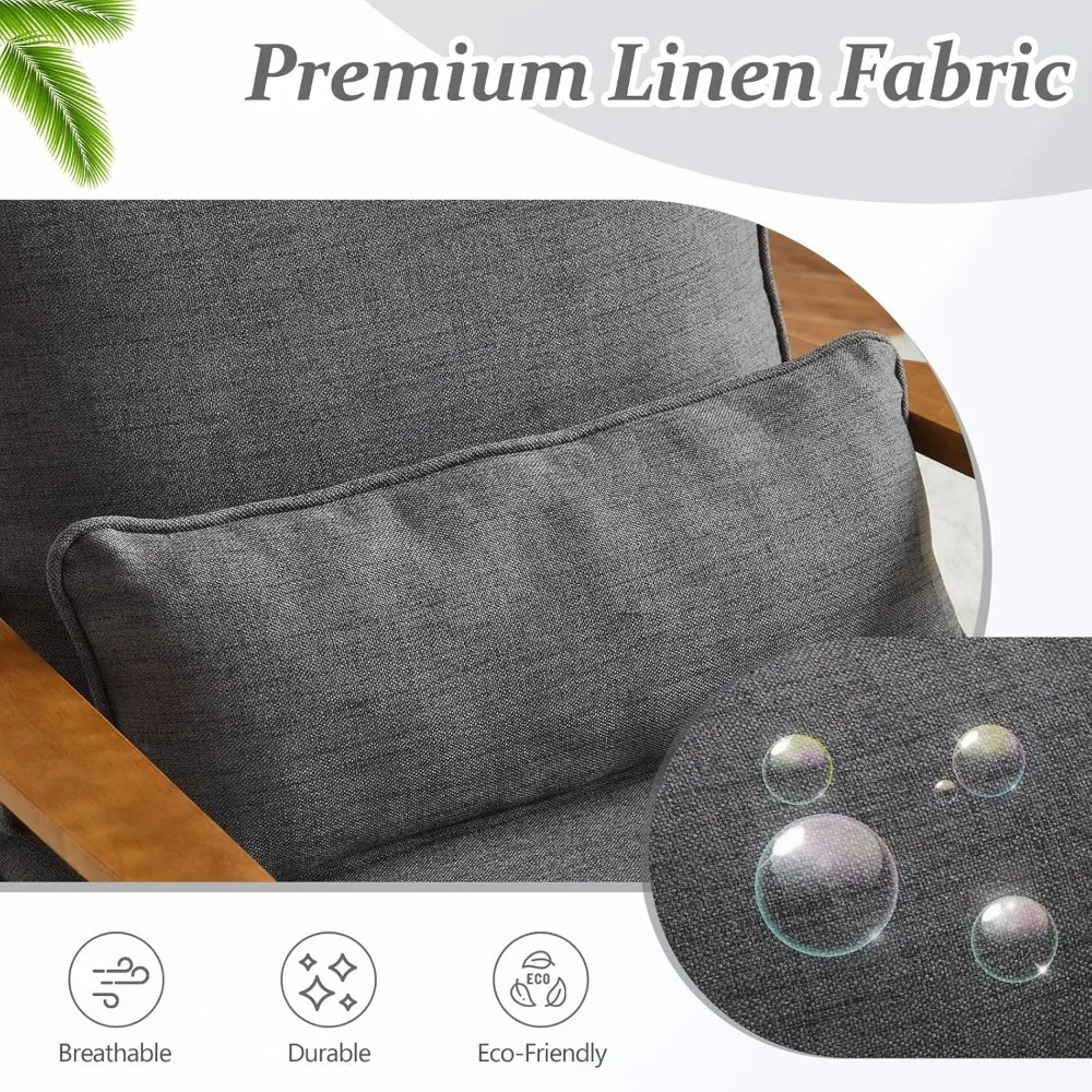 كرسي بمساند للذراعين واسعة من الخشب، كرسي حديث منجد لمنتصف القرن مع وسادة، كرسي قراءة مريح كرسي بذراع المزرعة