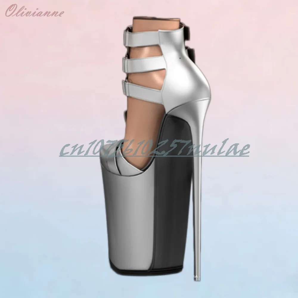 

Metal Round Ring T-Strap Buckle Belts Pumps Black Matte Leather Pole Dance 30cm Heel Fashion Women Shoes 2026 Women Dance Shoes