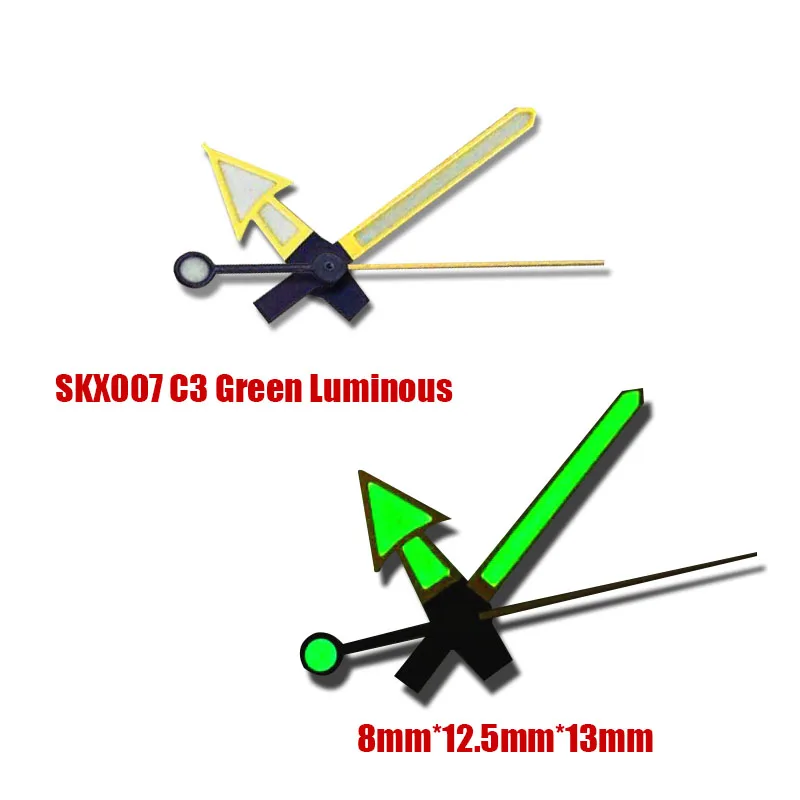 

Mod Three Pin SKX007 C3 Green Luminous Watch Hands Fits For SKX007 Dive Watch NH35 NH36 Movement Replace Parts