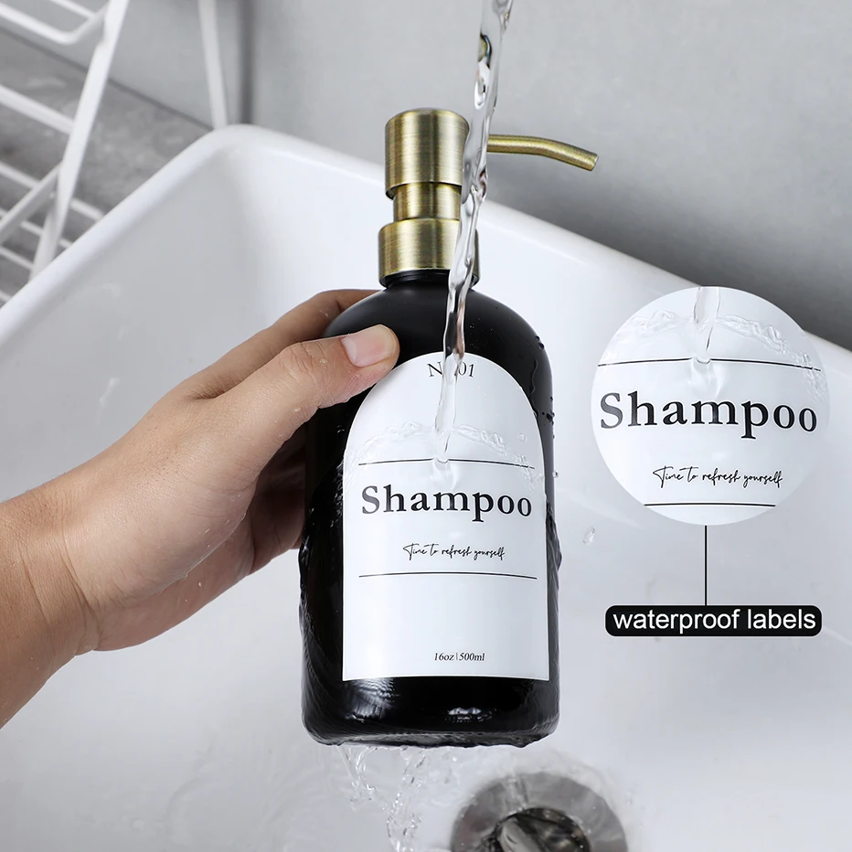 3pcs White Refillable Empty Bottle Kitchen Soap Dispenser Set Shampoo Conditioner Body Wash Dispenser with Stainless Steel Pump【