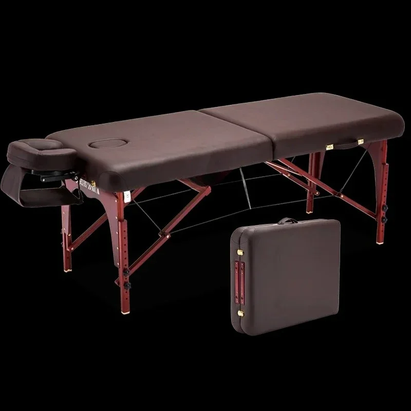 Foldable Massage Facial Bed Solid Wood Portable Household Beauty Salon Massage Needle Physiotherapy Bed Portable