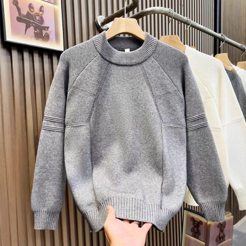 

Autumn And Winter New Style Mens Crew Neck Sweater Knitwear Trendy Minimalist Stylish Versatile Slim Fit Bottoming Shirt Top