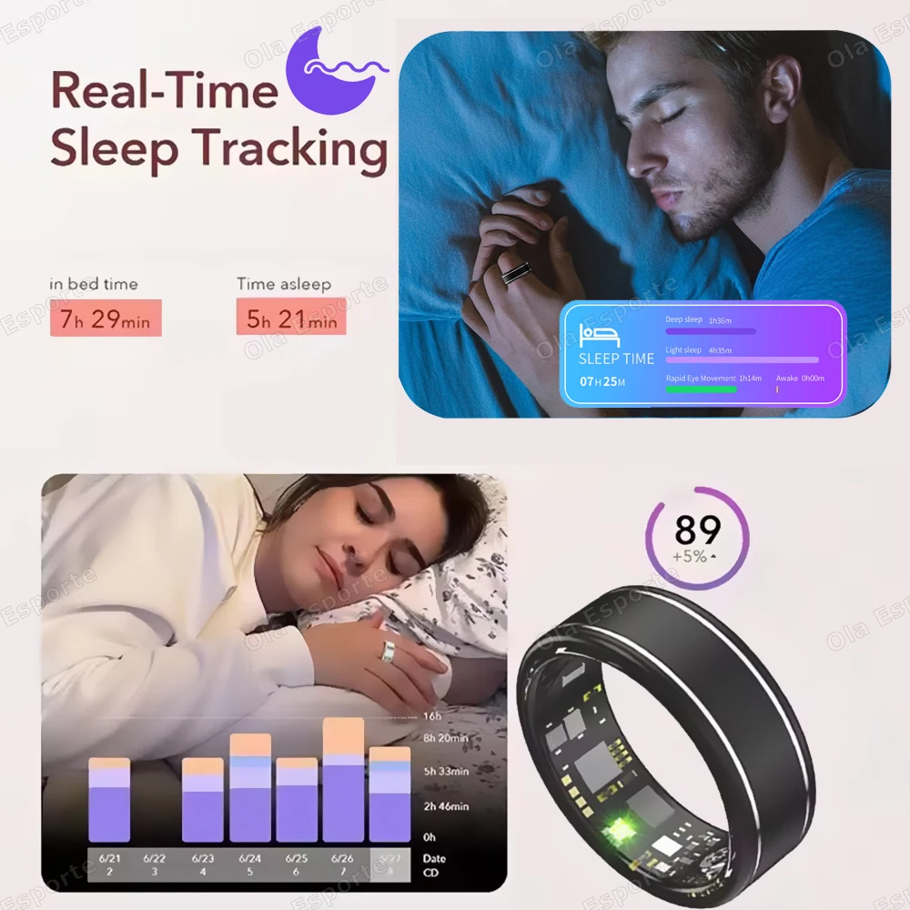 Anneaux de santé intelligents, moniteur de pression artérielle, de fréquence cardiaque, d'oxygène dans le sang, de sommeil, cadeau de Fitness pour amis, collègues en famille, Smartring