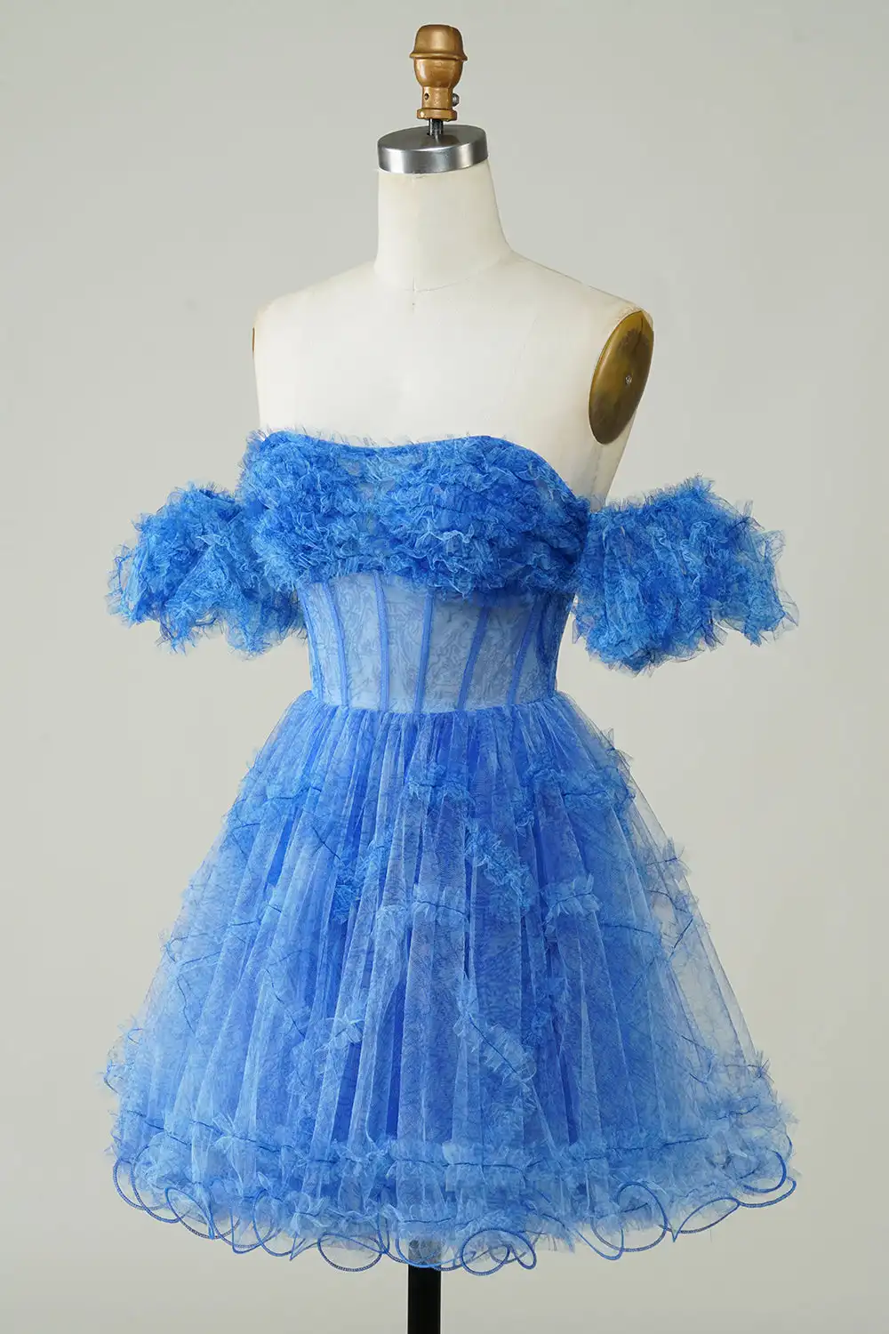 Sharon Said Homecoming Dress Luxury A-Line Off Shoulder Tulle Ruched Corset Open Back Dubai Birthday Party Gown RM164 Customized - view 3