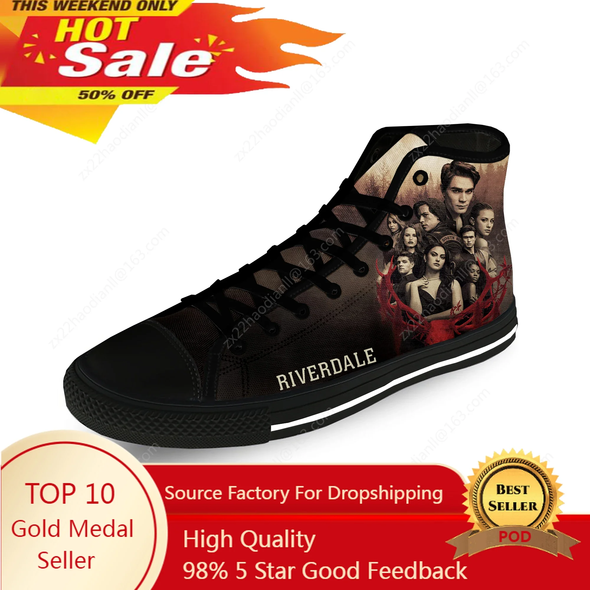 

Riverdale South Side Serpents Casual Cloth Fashion 3D Print High Top Canvas Shoes Men Women Lightweight Breathable Sneakers