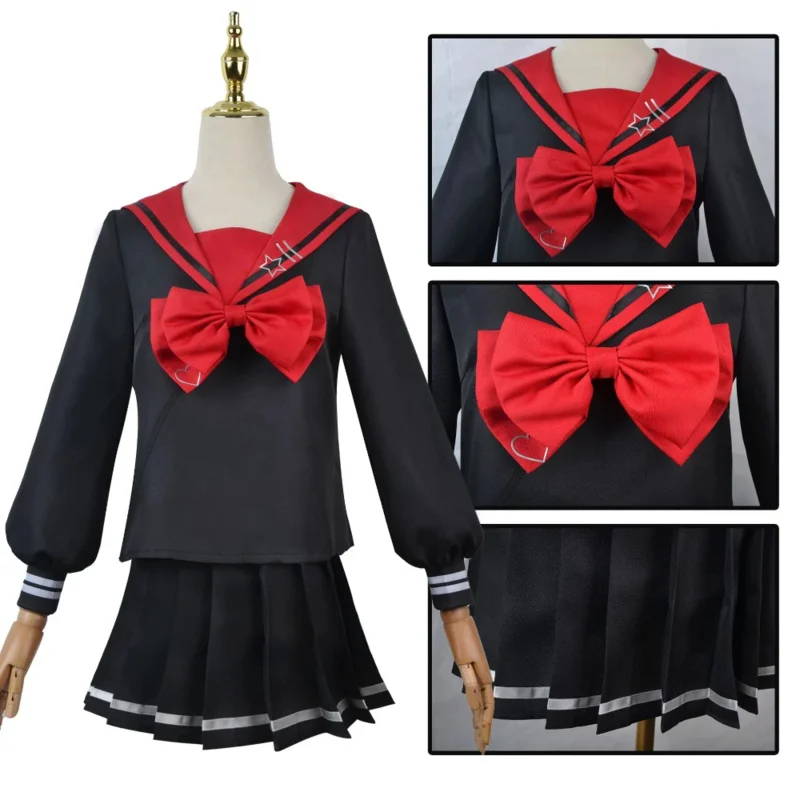 Behoeftig Meisje Overdosis Black Jk Cosplay Kostuum Pruik Spel Behoeftig Meisje Overdosis Cosplay Kange Zwarte Schooluniform Rok Rollenspel