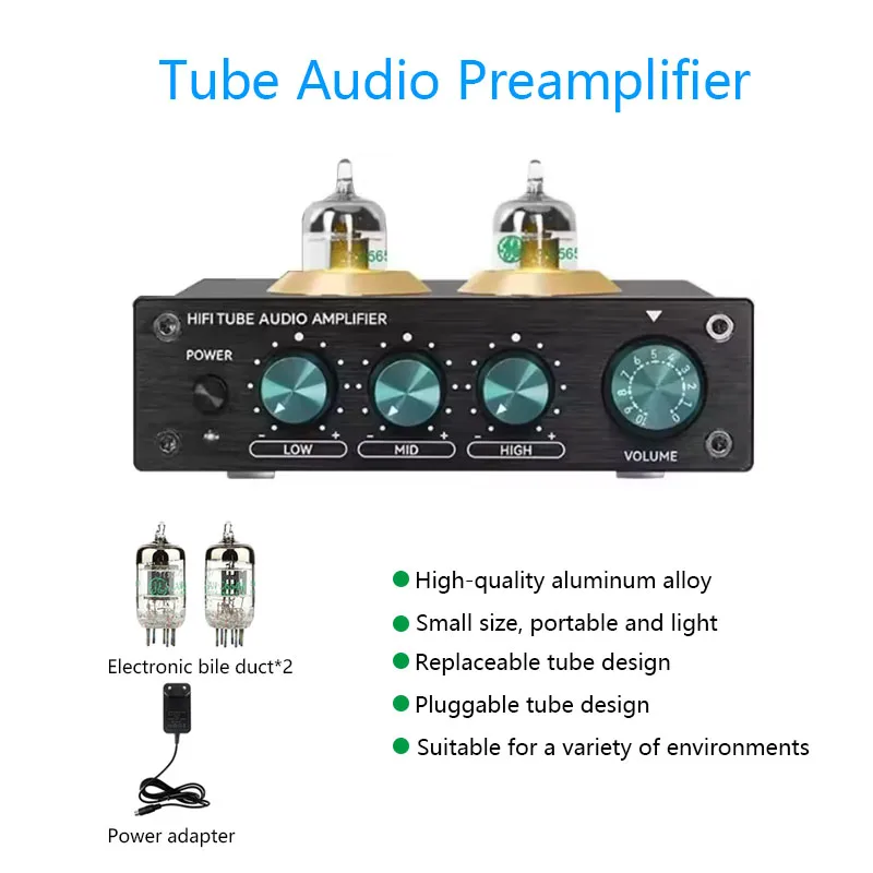 

Tube Audio Preamplifier Professional Electronic Tube Audio Amplifier Stereo RCA Desktop Ultra Low Noise Amplifiers Treble Bass