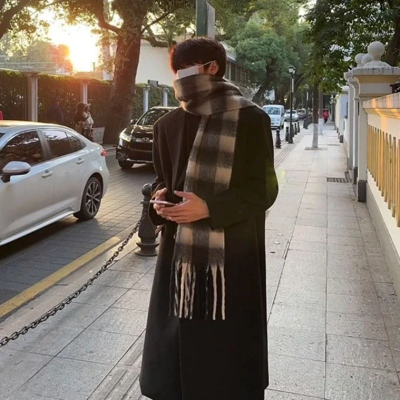 Korean Inspired Men's Wool Overcoat Mid Length Formal Wear High End Stylish Coat​