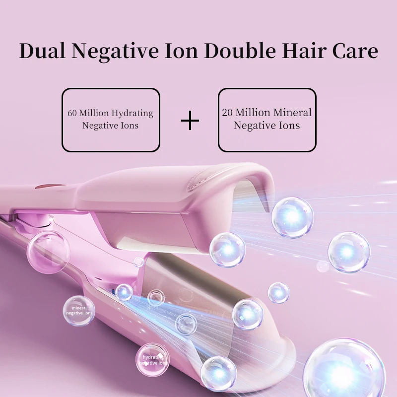 32mm Deep V Wave Hair Curler with 80M Negative Ions, 10-Minute Styling for Long Lasting Beach Waves, Anti-scald Ceramic Waver