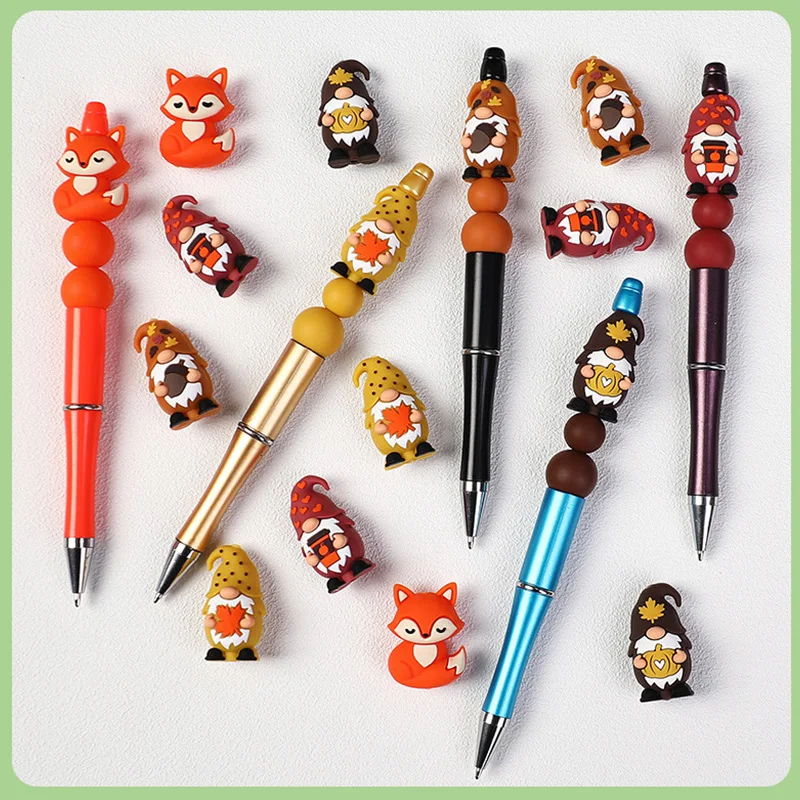 10pcs 3D Cartoon Silicone Focal Beads BPA Free Baby Beads DIY Pacifier Chain Pen Making Keychain Jewelry Accessories