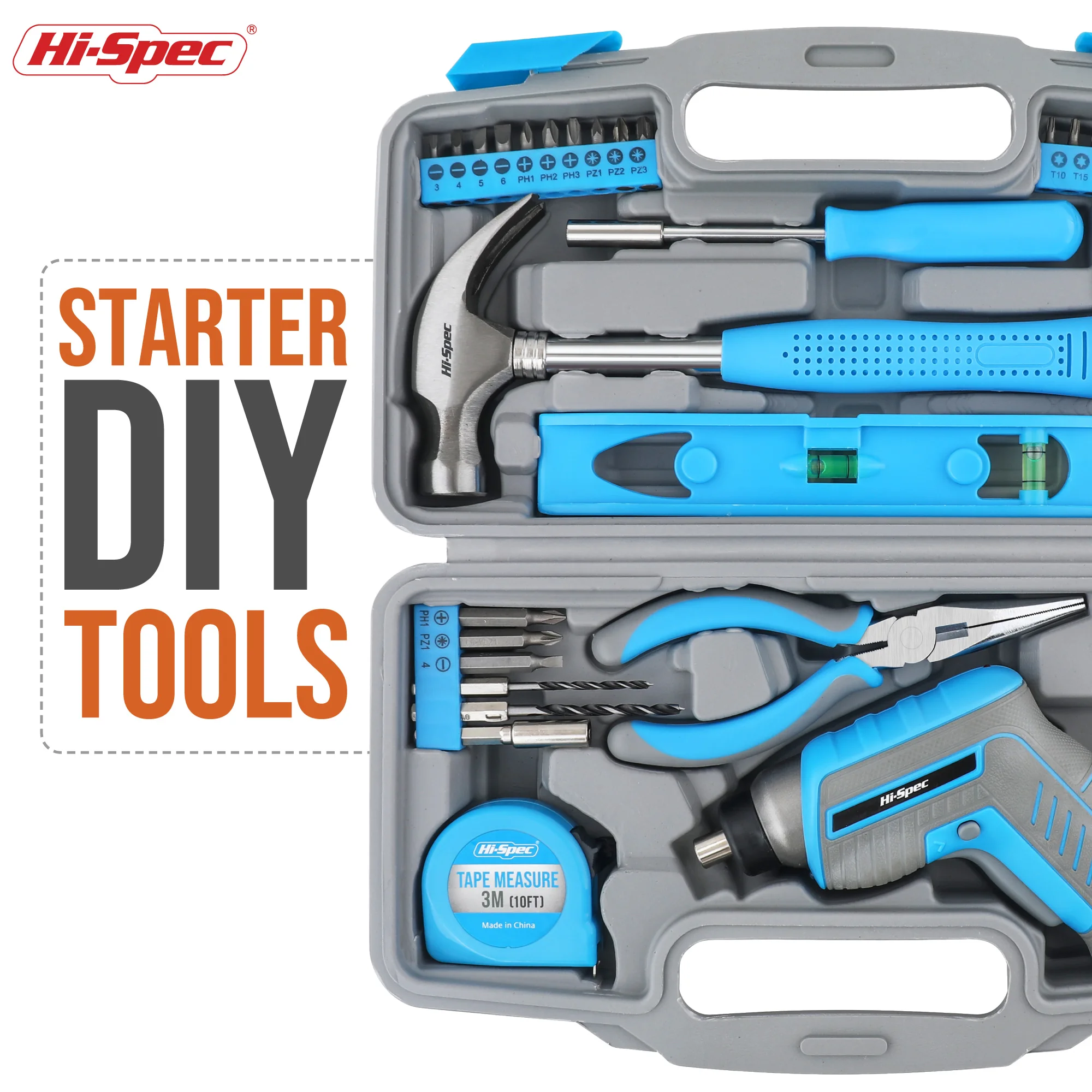 

Hi-Spec 35pc Pink Household DIY Toolset with 3.6V USB Electric Screwdriver and Bit Set for Women. Small Tool Box Set for Repair