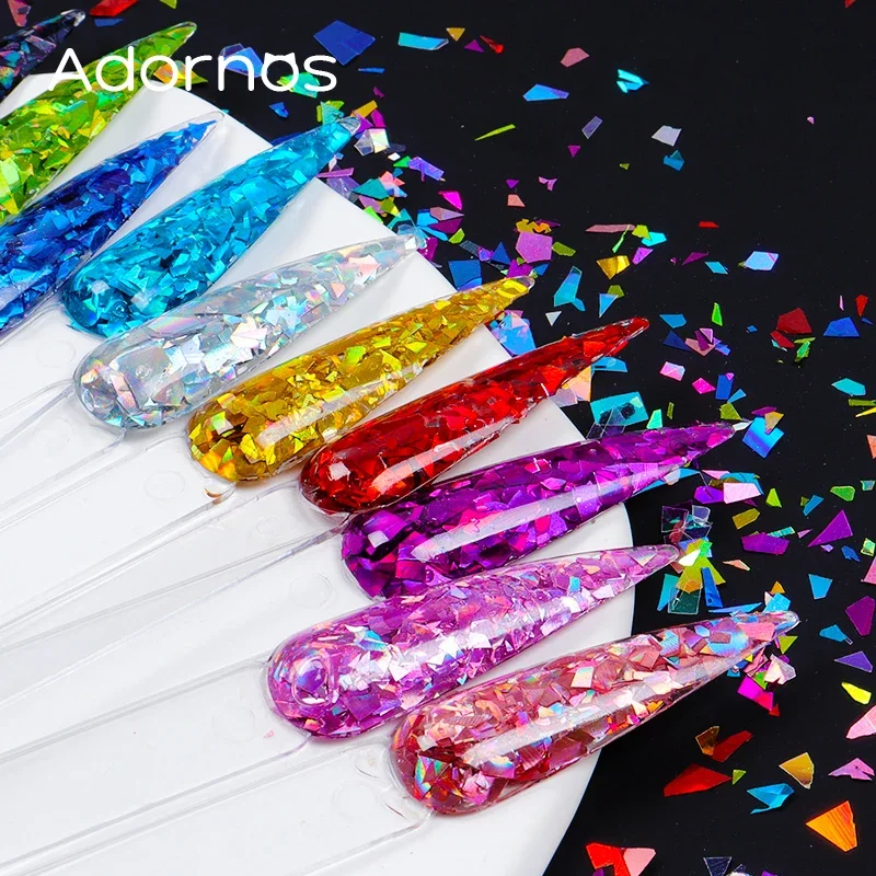 12 Colors Holographic Irregular Glitter Flakes Nail Art Decoration Iridescent Sequins Shiny Large Fragments DIY Nails Supplies