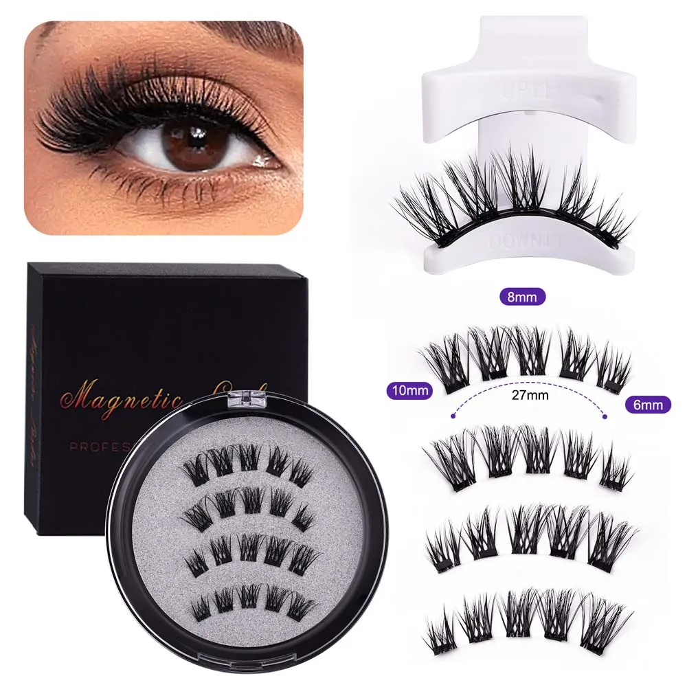 Magnetic Magnetic False Eyelashes D Curl Reusable Magnetic Eyelashes with Clip Glue Free 3D Extension False Eyelash Clusters
