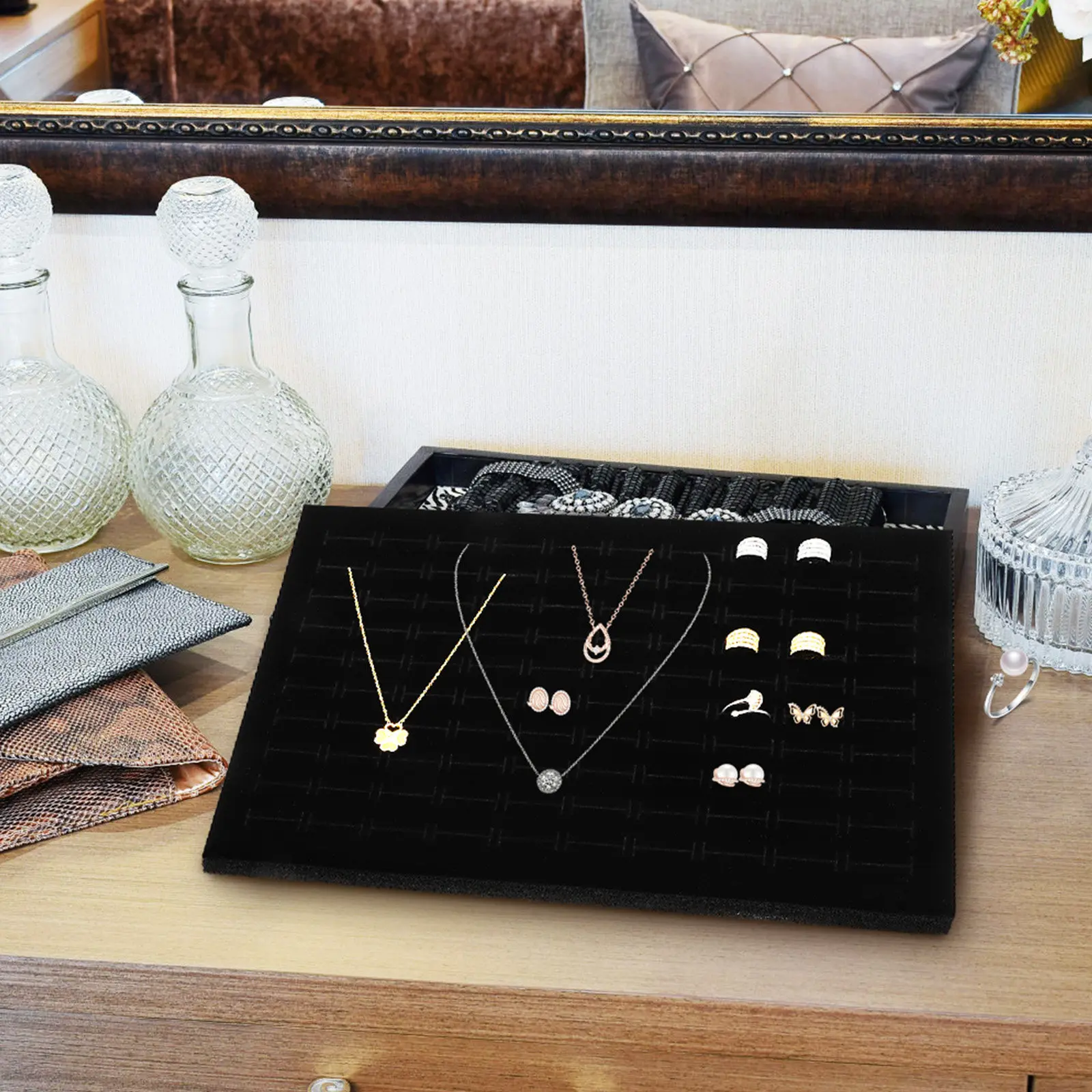 

6Pcs Ring Display Pad Insert Multi Slot Jewelry Organizer Tray Soft Touch Cushion for Rings Earrings Jewelry Box Display