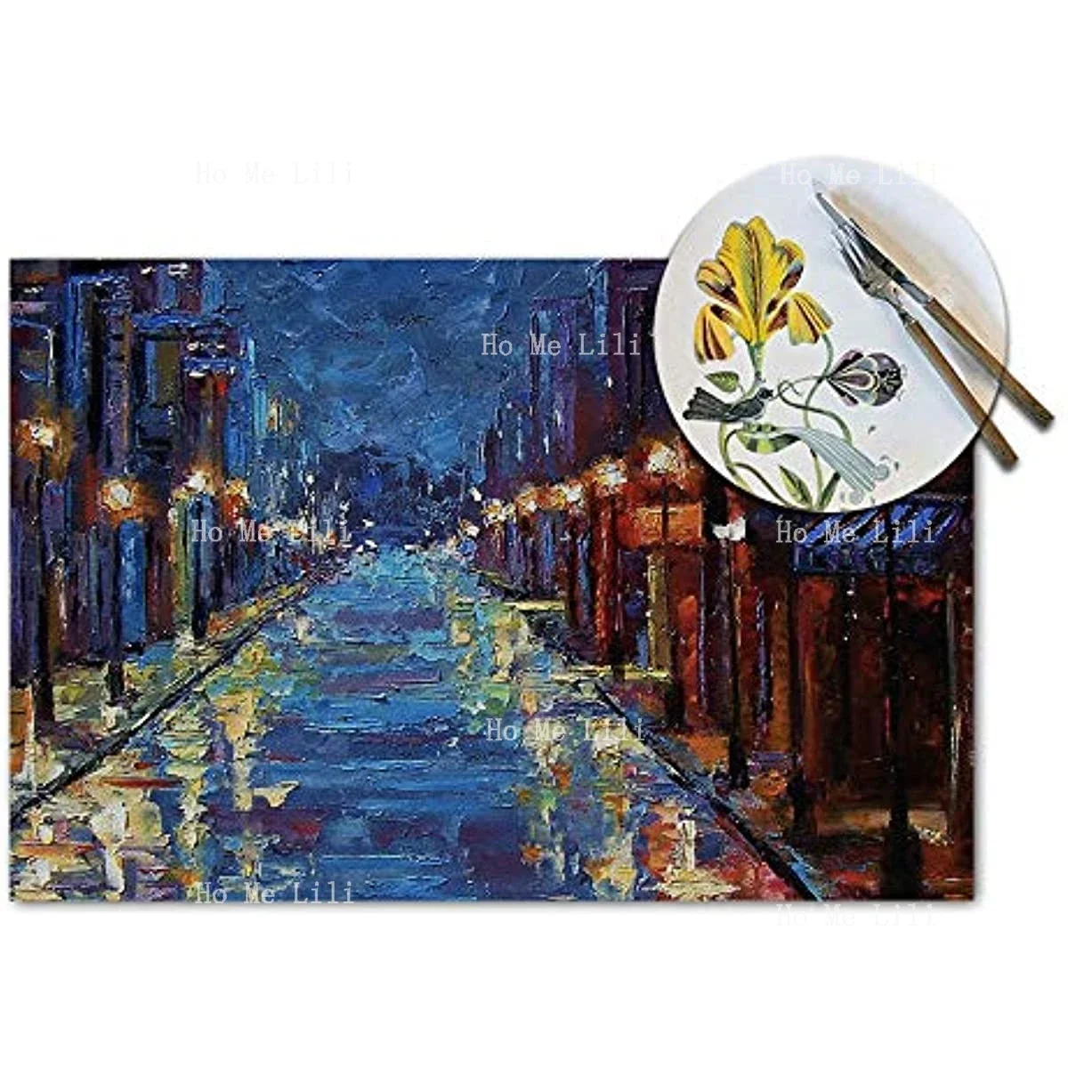 Placemats New Orleans Bourbon Street Watercolor Painting Placemats For Dining Table