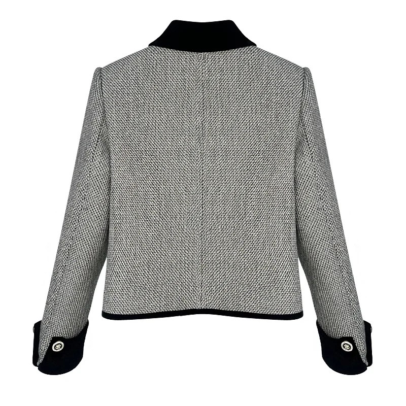 New Style Fashionable, Elegant and Comfortable Lapel Collar Celebrity High-End Temperament Design Casual Tweed Jacket