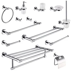 Chrome 304Stainless Steel Knurling Wall Mount Shelf Toilet  Paper Holder Towel Bar Rack Robe Hook Hanger Bathroom Accessories