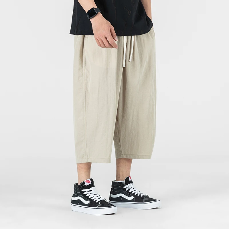 

Men Summer Fashion Light Thin Cotton Linen Loose Casual Plus Size Wide Leg Harem Pants Man Baggy Trousers