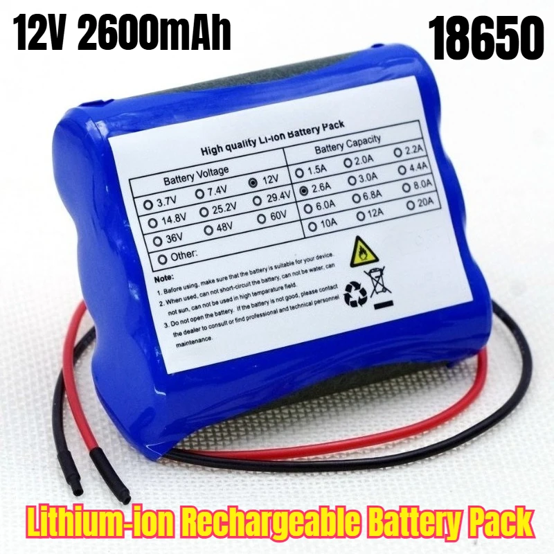 

12V 2600mAh 3S1P 18650 Lithium-ion Rechargeable Battery Pack