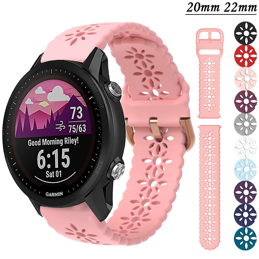 20mm 22mm Lace Silicone Straps For Garmin Venu 2/Vivoactive 4 Forerunner 255 245 Music Smart Watch Band Bracelet For Women Girls