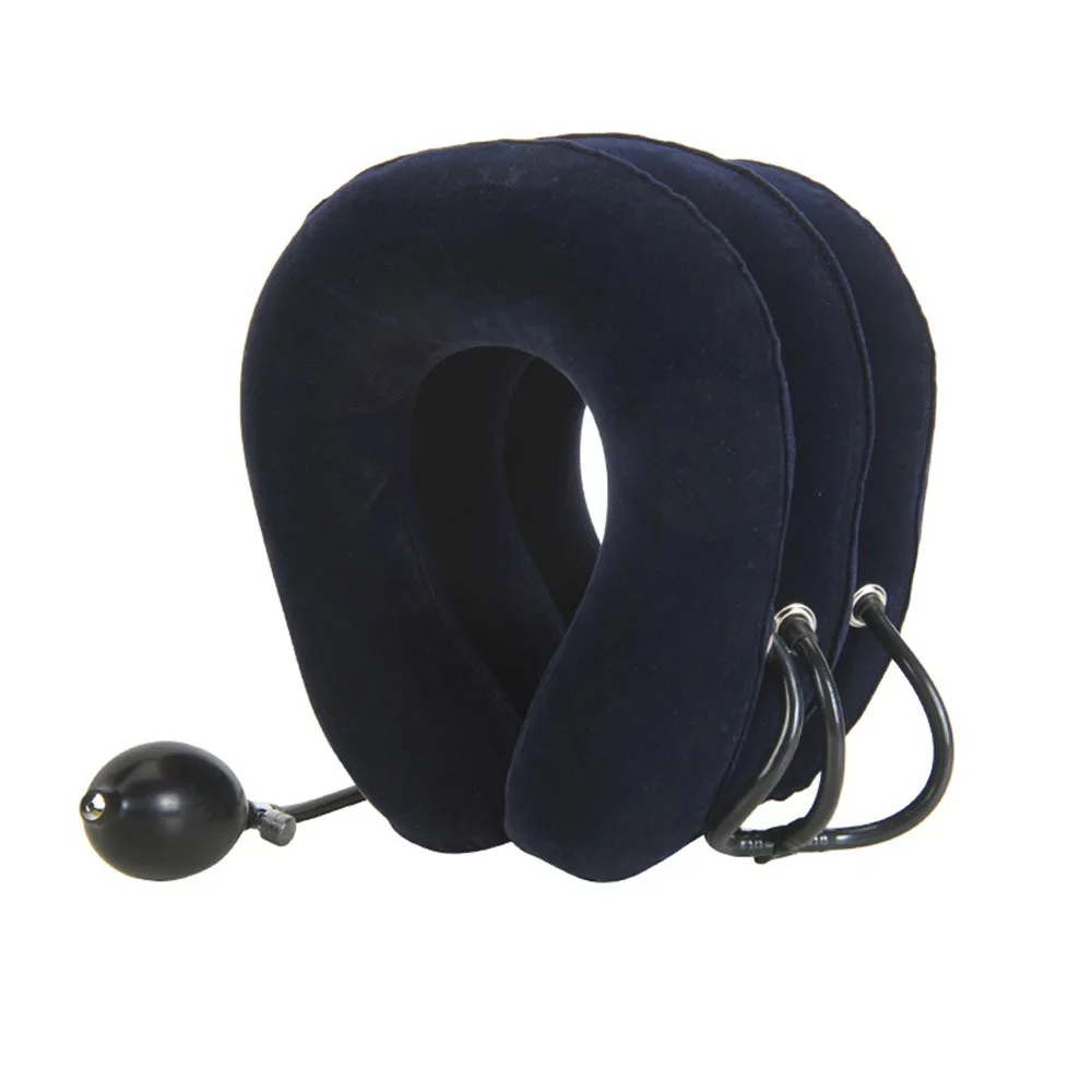 Adjustable Inflatable Neck Stretcher Foldable Anti-leakage Cervical Traction Device Comfortable 3-layer Neck Traction Pillow