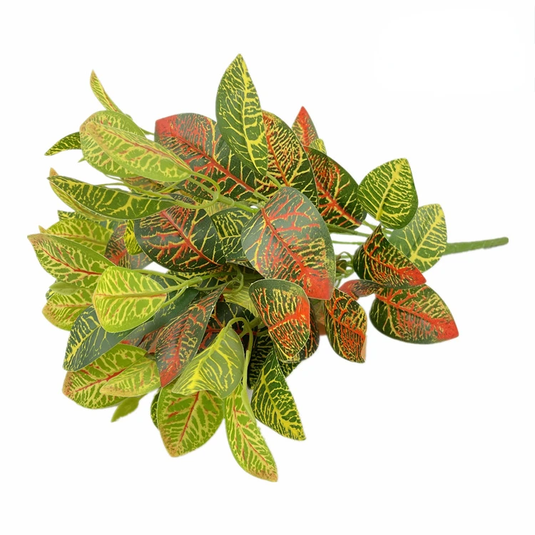 Simulation Plants Leaves Plastic Red Dot Begonia Floral Wedding Hall Decoration Artificial Small 7 Fork 35 Leaf Green Plant