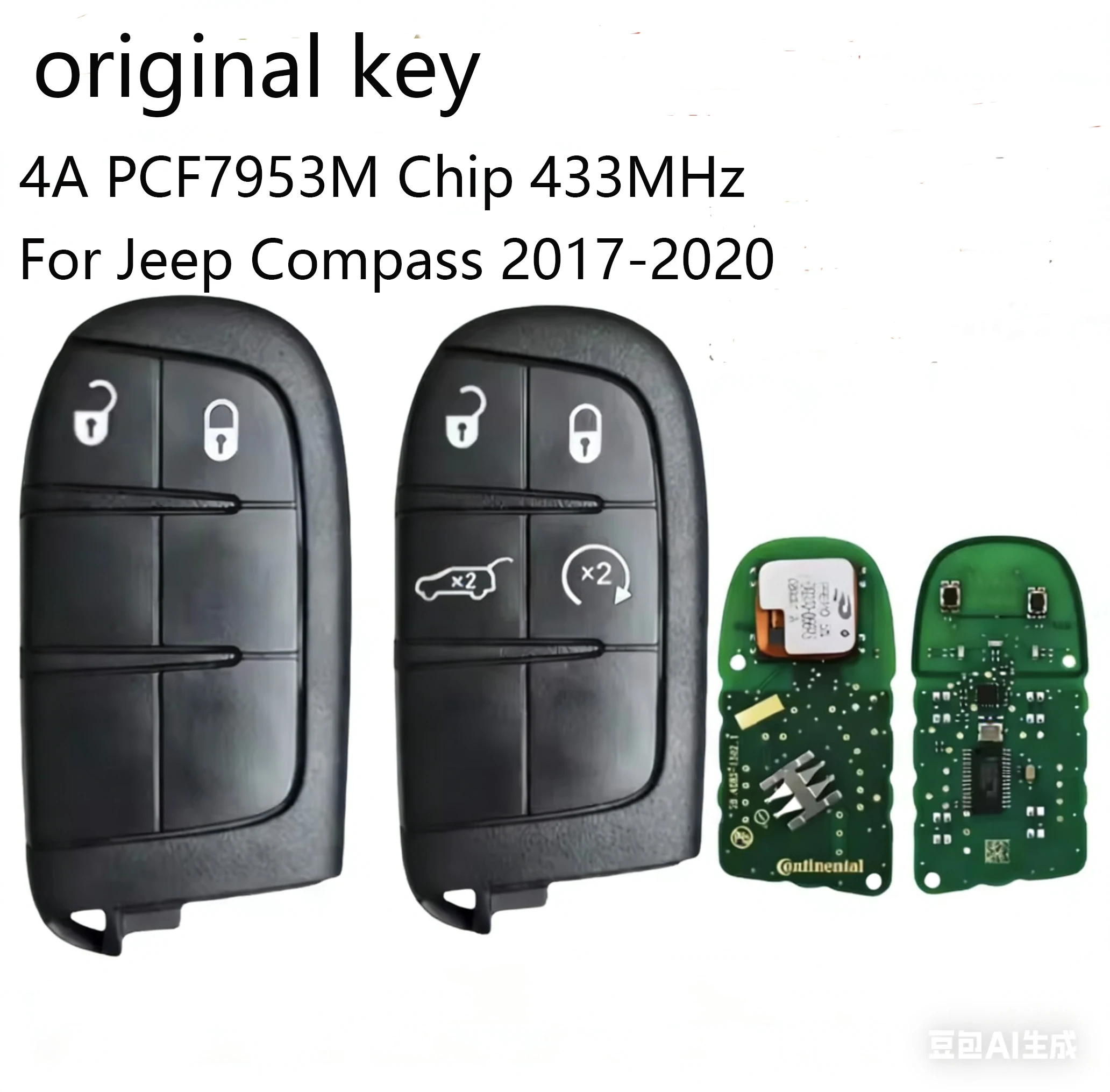 

Оригинальный чип 4A PCF7953M 433 МГц, смарт-карта бесконтактного доступа, ключ-брелок SIP22 Blade M3N-40821302 для Jeep Compass 2017-2020