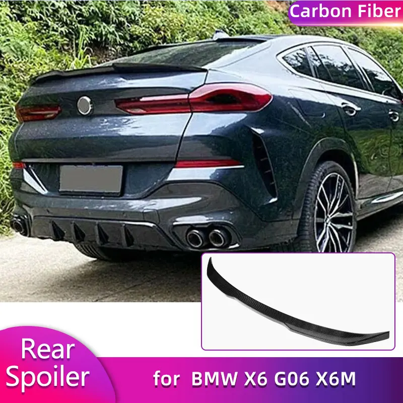 

Задний спойлер багажника, крылья для BMW X6 G06 X6M 2019-2023, гоночный автомобильный спойлер из углеродного волокна, задний спойлер, крышка багажника, комплект кузова для губ