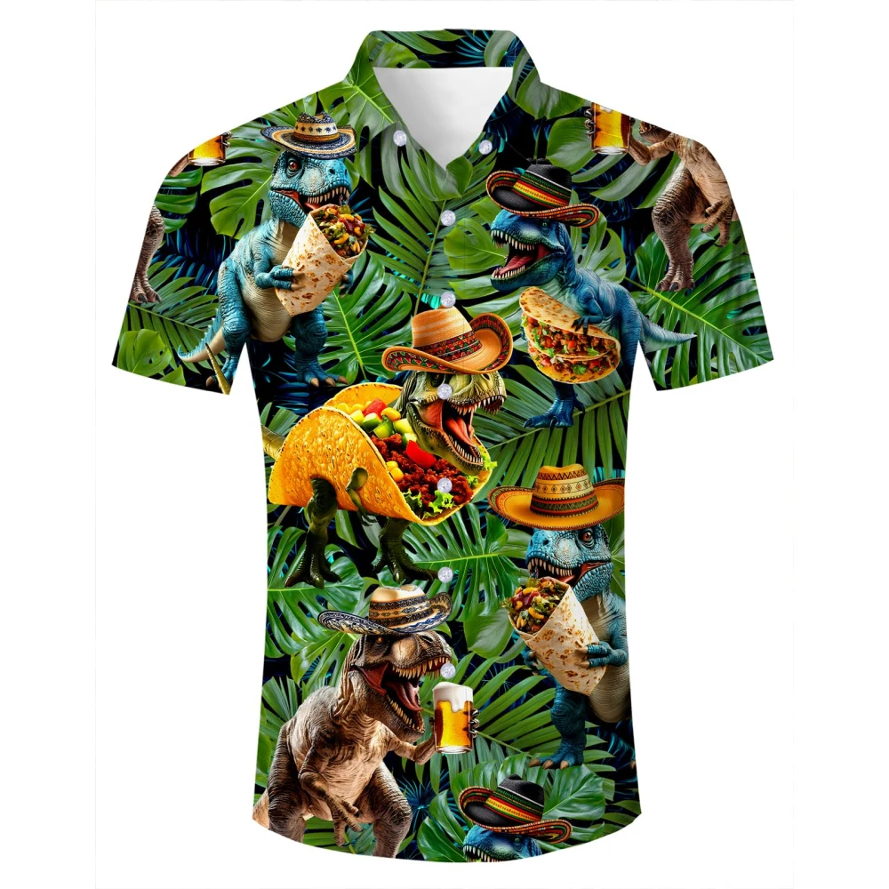 Hawaiian Funny Pattern 3D Printed Mens Shirt Summer New Casual Printed Short Sleeve Beach Hawaiian Tops Y2k Men's Clothing
