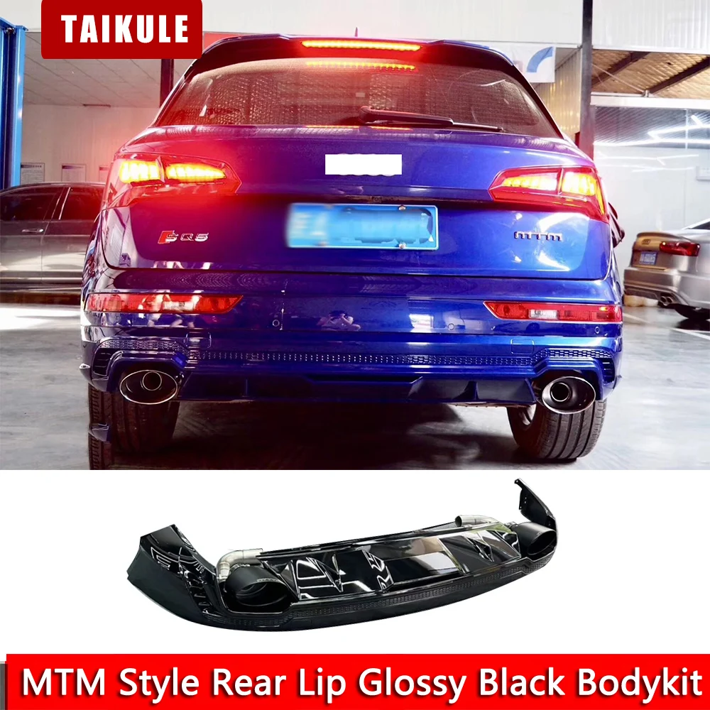 For 2018 to 2020 Q5 S-line SQ5 Modification MTM Style Rear Lip Glossy Black Bodykit PP Material Q5 MTM Tailpipe Rear Diffuser