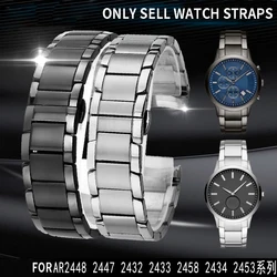 For Armani Arc Mouth Stainless Steel Watch Strap AR2448 2447 2432 2433 2458 2434 2453 Soild Men's Watch band 22mm woman Bracelet