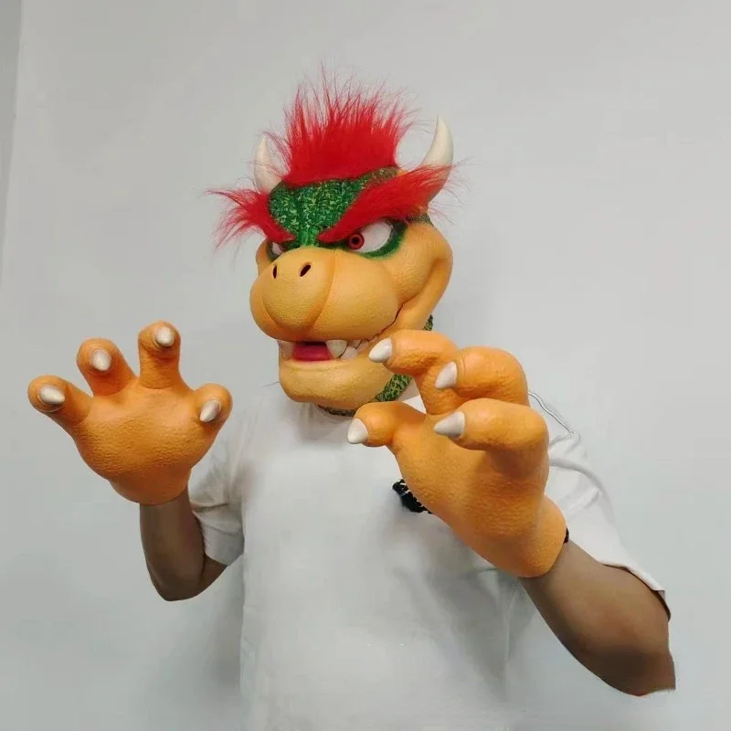 Super Mario Bowser Cosplay Props Latex Face Mask Anime Halloween Party Masks Gloves Props for Adult Costumes Accessories Gifts