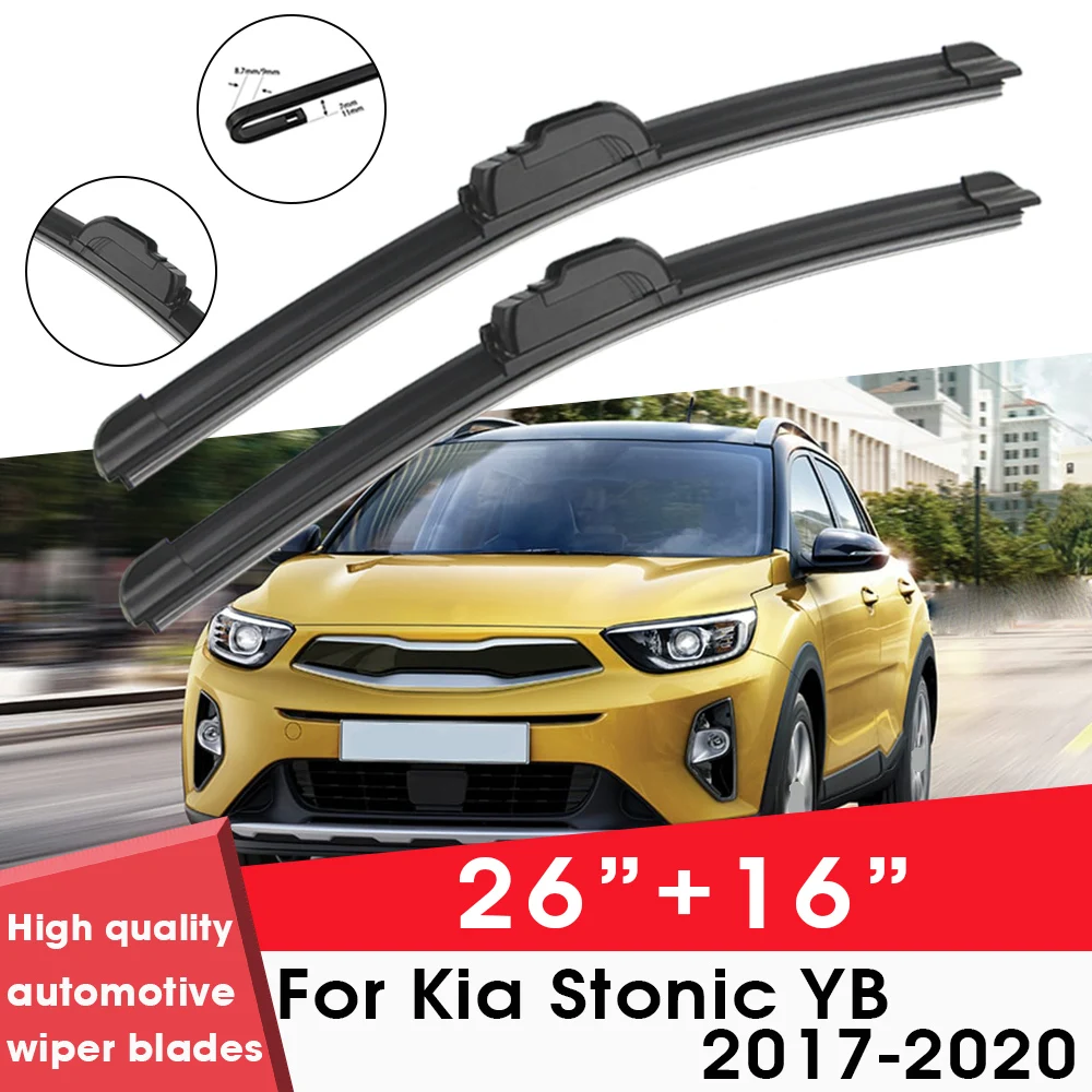 

Car Wiper Blade Blades For Kia Stonic YB 2017-2020 26"+16" Windshield Windscreen Clean Naturl Rubber Cars Wipers Accessories