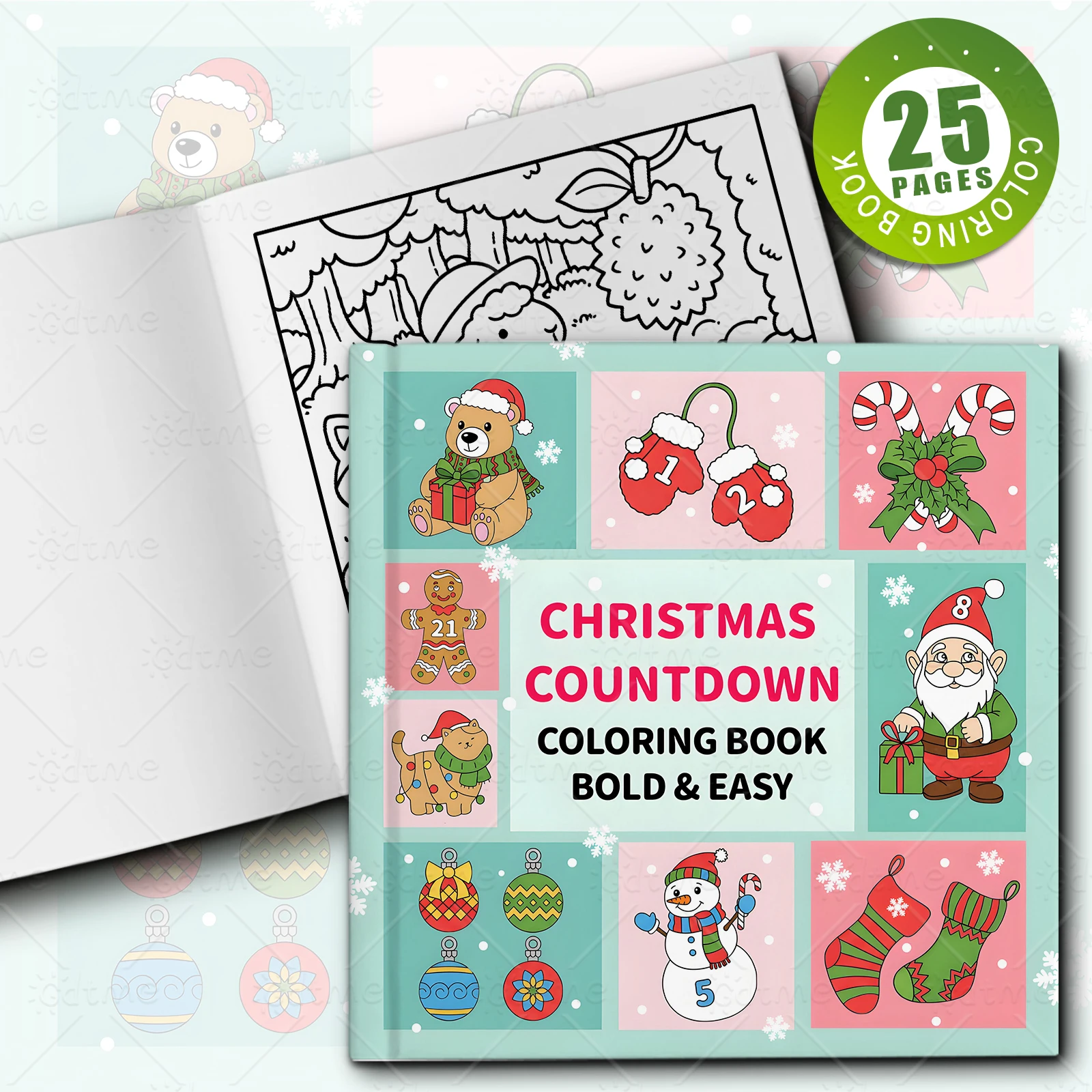 CHRISTMAS COUNTDOWN Bold-easy Patterns Coloring Book for Adults Cute Drawing Book Perfect Gift for Party and Birthday