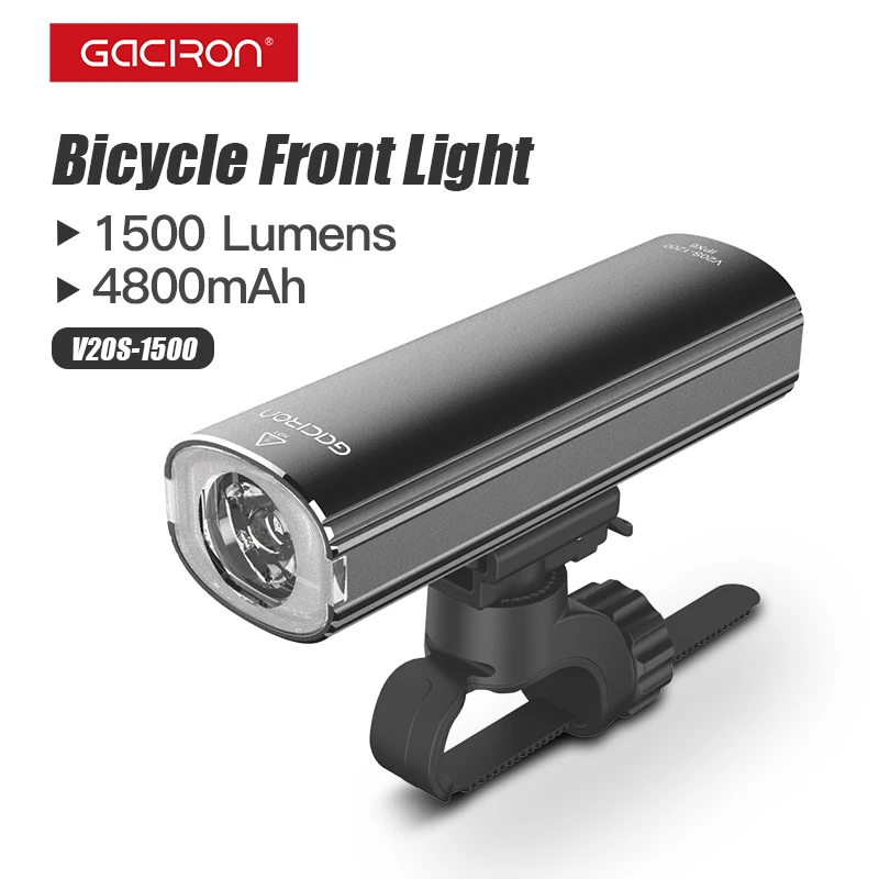 

GACIRON Bicycle Headlight Waterproof 1500 Lumen LED USB Rechargeable Helmet Light LED Handlebar Lamp Cycling Safety Flashlight