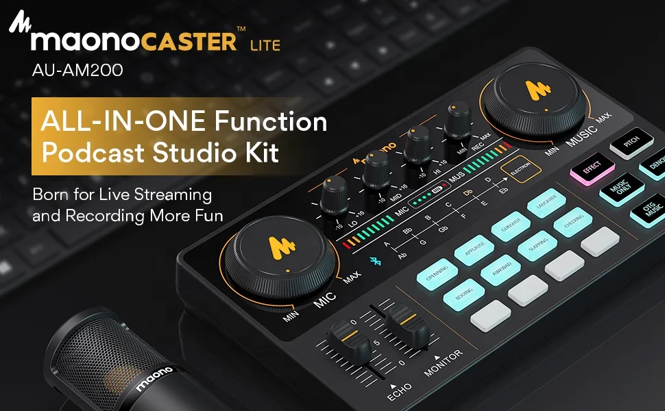 MAONOCASTER Audio Interface Recording Studio Sound Card Audio Interface Multi-Channel Mixing Streaming Sound Card Podcast Mixers