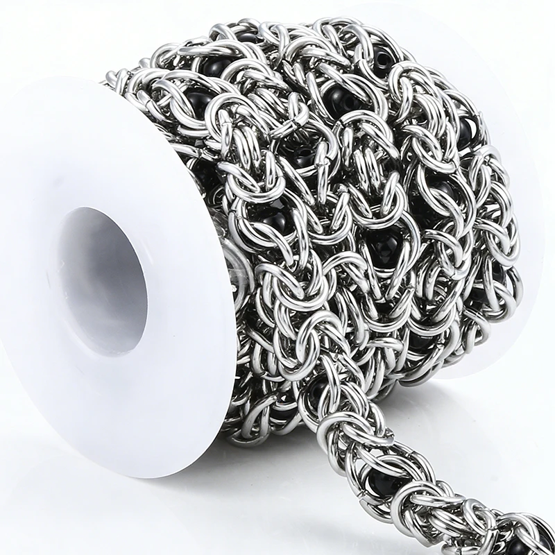 

1Meter 10mm Handmade Chains Black Bead Stainless Steel For Jewelry Making Materials Creation Necklace Bracelet DIY Accessorie