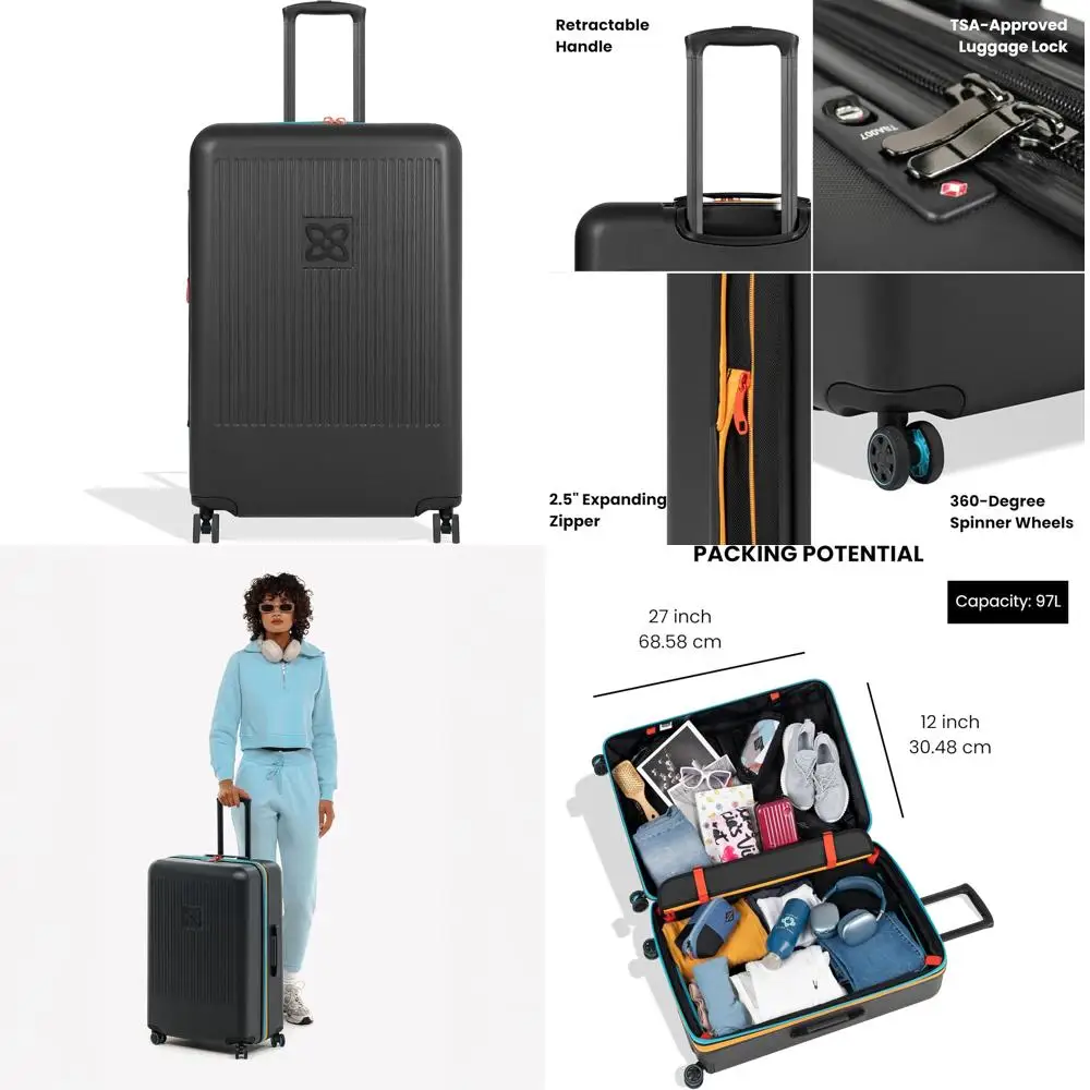 Expandable Hardshell Suitcase with 4 Double Spinner Wheels, 29 Inch Travel Luggage, Durable Expandable Case for Travel