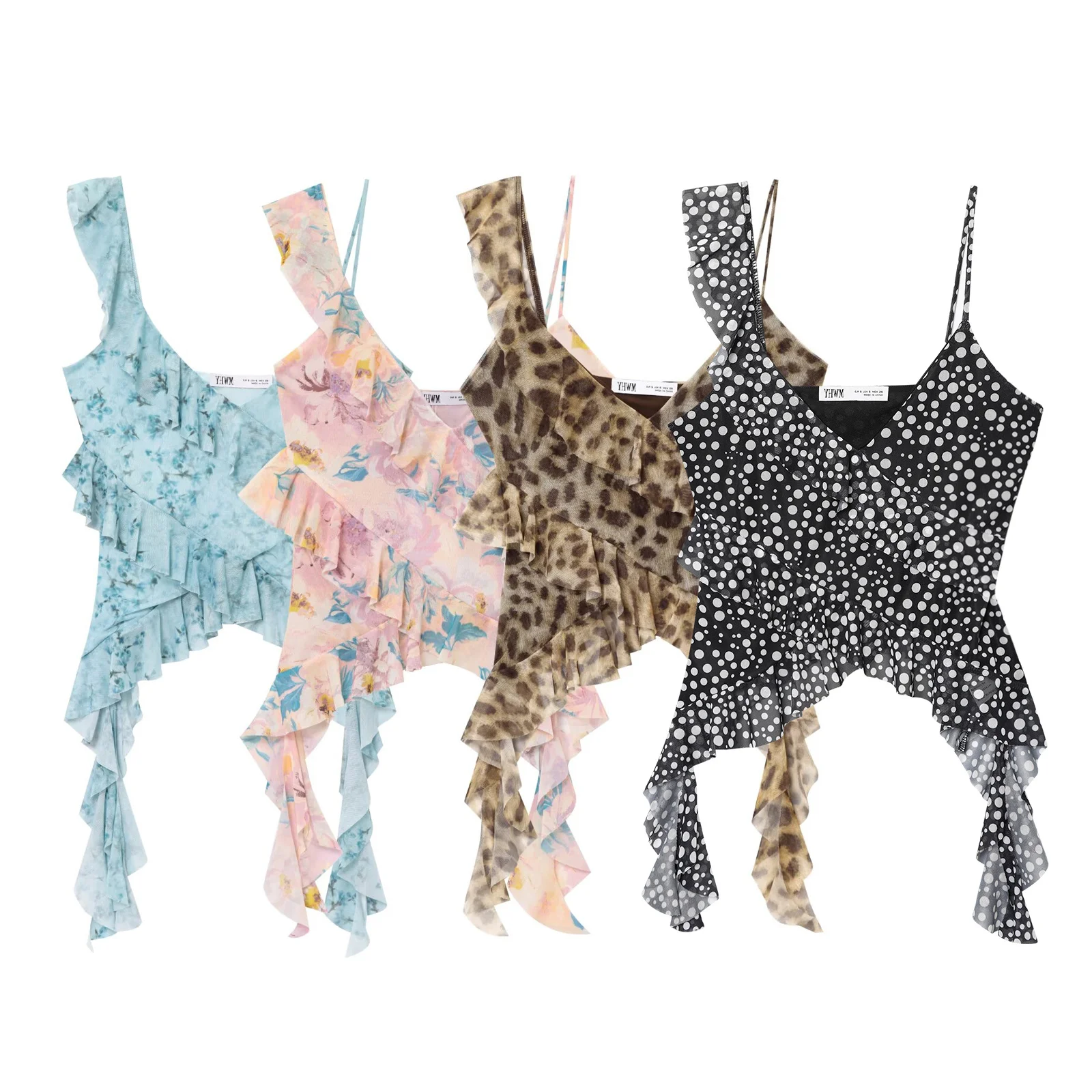 

ZBZR весенний новый женский многослойный топ с морским принтом, шелковый сетчатый топ, оригинальный дизайн, полиэфирное волокно, облегающая длина