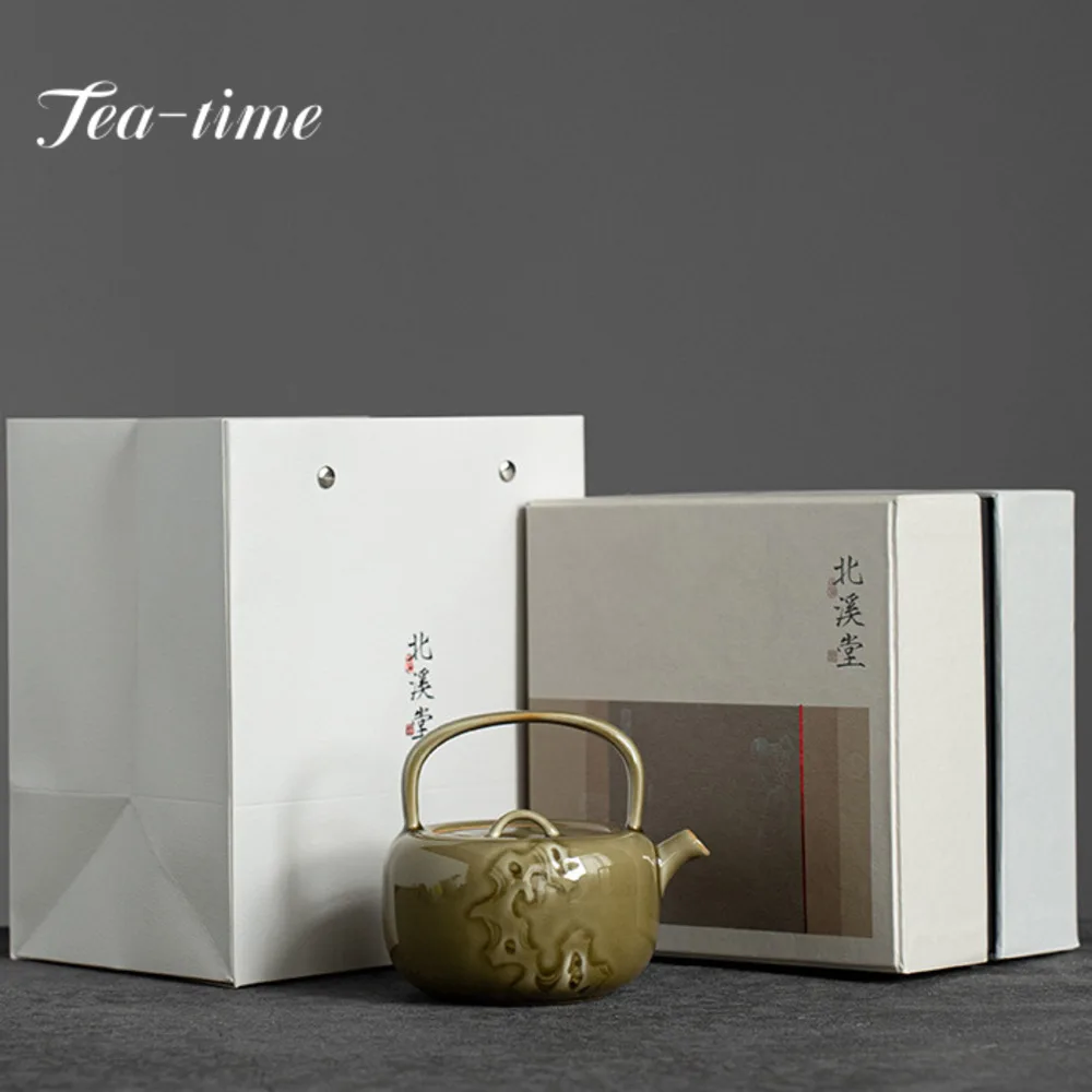 220ml Handmade Relief Taihu Stone Ceramic Teapot Japanese Small Hand Pot Tea Maker Kettle Chinese Tea Set Equipment Collection