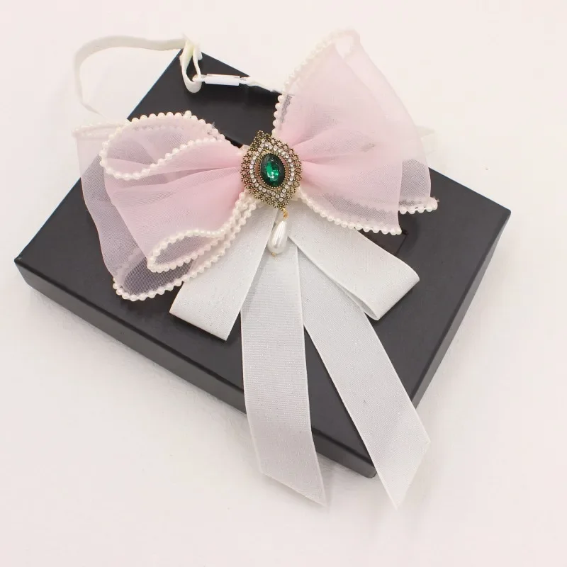 

New Women's Mesh Bow Brooch Fashion Korean Super Fairy Girl Dress Shirt Three-dimensional Collar with Collar Accessories