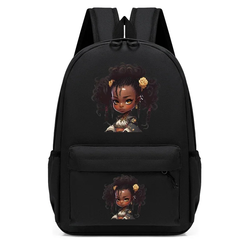 

Children Bagpack Samurai Black Curly Girl Backpack Kindergarten Schoolbag Kids Beautiful Afro Girl Bookbag Travel School Bags