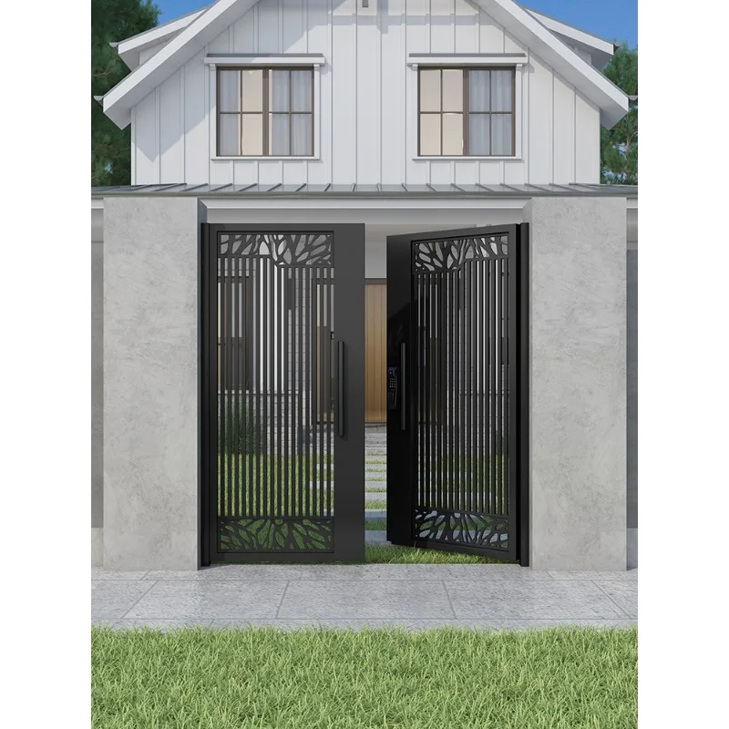 

Customizable Modern Aluminum Art Courtyard Opposite Stainless Steel Villa Double Rural Garden Small Wrought Iron Security Door