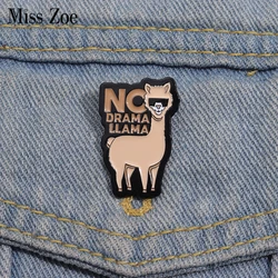 NO DRAMA LLAMA Enamel Pins Custom Funny Cute Alpaca Brooches Lapel Badges Animal Jewelry Gift for Kids Friends