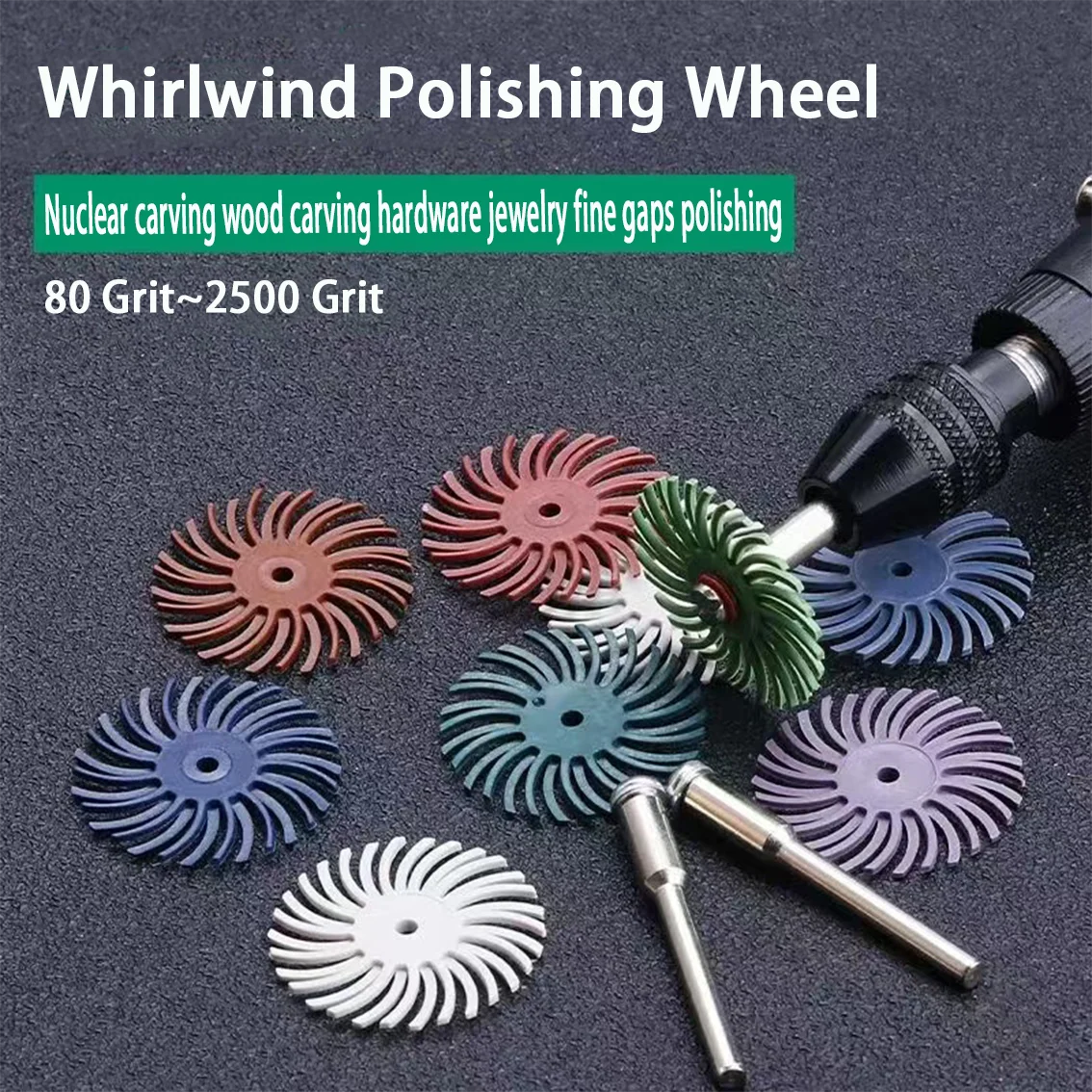 

1-20Pcs Polishing Wheel for Carving 80-2500 Grit Fine Gap Grinding Head Mirror Finish Fit 2.35mm Shank Rotary Tool Accessories